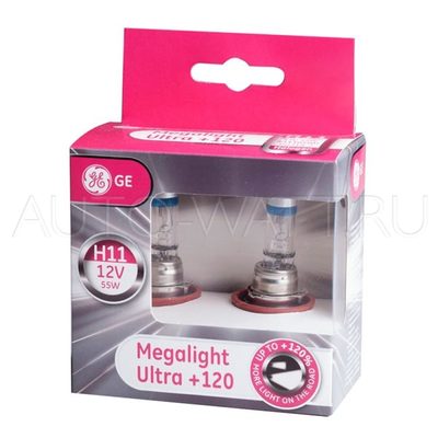 Лампа галогенная H11 - GE Megalight Ultra +120