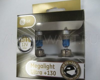 Лампа галогенная H11 - GE Megalight Ultra +130