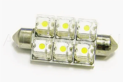 Светодиодная лампа C5W 39 мм - Super-Flux 6Led 0,6Вт Белая