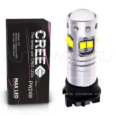 Светодиодная лампа PW24W - 10 CREE Линза 50Вт