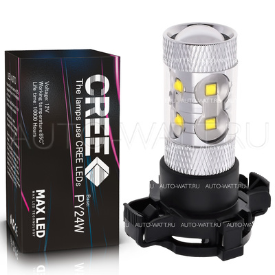 Светодиодная лампа PY24W - 10 CREE Линза 50Вт