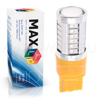 Светодиодная лампа W21W 7440 - Max-Road 33Led 13Вт Жёлтая