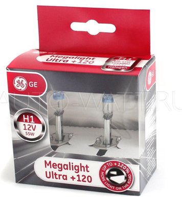 Лампа галогенная H1 - GE Megalight Ultra +120