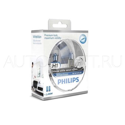 Лампа галогенная H1 - PHILIPS White Vision +60% 12V 55W 4300K Комплект