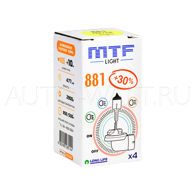 Лампа галогенная H27 881 - MTF 12V 27W 3000K