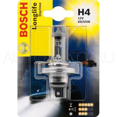 Лампа галогенная H4 - Bosch LongLife DayTime Plus 10% 12V 60/55W