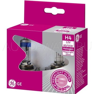 Лампа галогенная H4 - GE Megalight Ultra +90