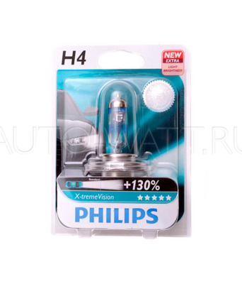 Лампа галогенная H4 - PHILIPS X-treme Vision +130% 12V 60/55W 3700K