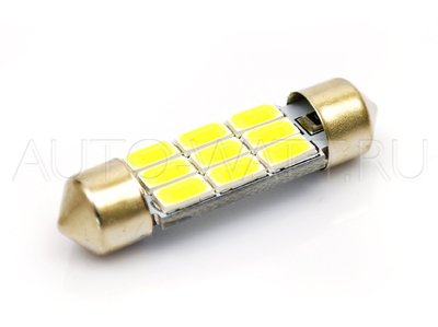 Светодиодная лампа C10W 41 мм - 9 SMD5630 3.6Вт Белая