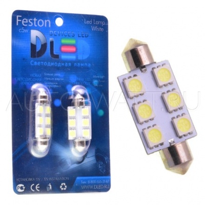 Светодиодная лампа C5W 31 мм - 6 SMD5050 1.44Вт Красная