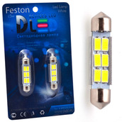 Светодиодная лампа C10W 39 мм - Max-Road 6Led + Обманка 5Вт Белая