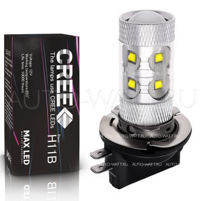 Светодиодная лампа H11B - 10 CREE Линза 50Вт