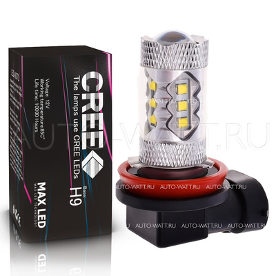 Светодиодная лампа H9 - 16 CREE Линза 80Вт