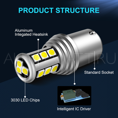 Светодиодная лампа P21W 1156 – Max-1156 - Max-NEW 15Led Красная