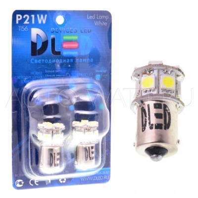 Светодиодная лампа P21W 1156 - 8 SMD5050 1.92Вт Красная
