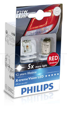 Светодиодная лампа P21W 1156 - Philips X-treme Ultinon LED Красная