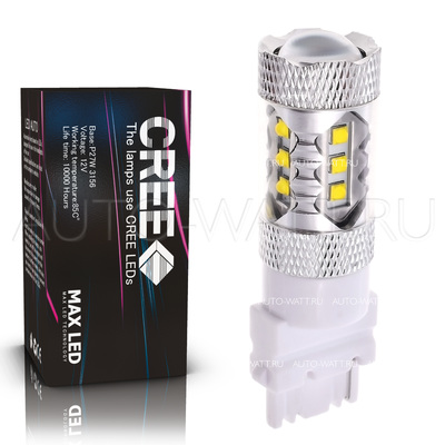 Светодиодная лампа P27W 3156 - 16 CREE Линза 80Вт
