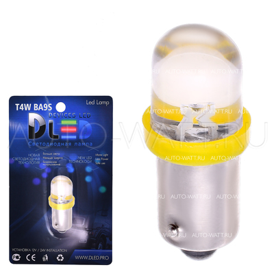 Светодиодная лампа T4W BA9S - 1 Dip Led 0.1Вт Жёлтая