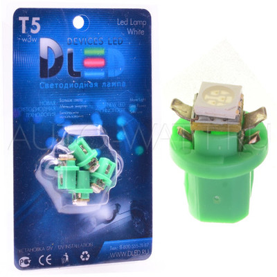 Светодиодная лампа T5 – B8.3D 1 Dip 0.2Вт Зелёная