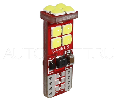 Светодиодная лампа W16W T15 – 12 SMD3030 + Обманка 12Вт Белая