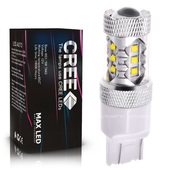 Светодиодная лампа W21/5W 7443 - 16 CREE Линза 80Вт