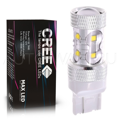 Светодиодная лампа W21W 7440 - 10 CREE Линза 50Вт