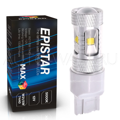 Светодиодная лампа W21W 7440 - 6 Epistar Линза 30Вт