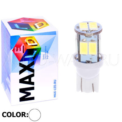 Светодиодная лампа W5W T10 – Max-Road 10Led 2Вт Белая