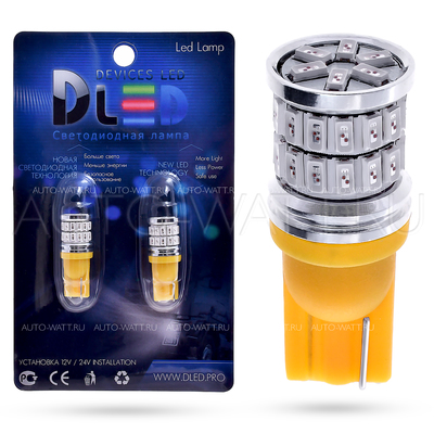 Светодиодные лампы WY5W T10 – 36 SMD3014 9Вт Оранжевый (2шт)