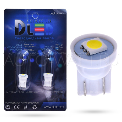 Светодиодная лампа W5W T10 – 1 SMD5050 0.24Вт Белая