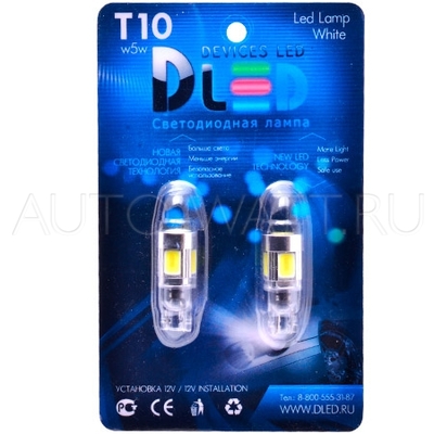 Светодиодная лампа W5W T10 – 5 COB Small 9Вт Белая