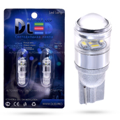 Светодиодная лампа W5W T10 – 5 SMD3010 + Линза Хром 5Вт Белая