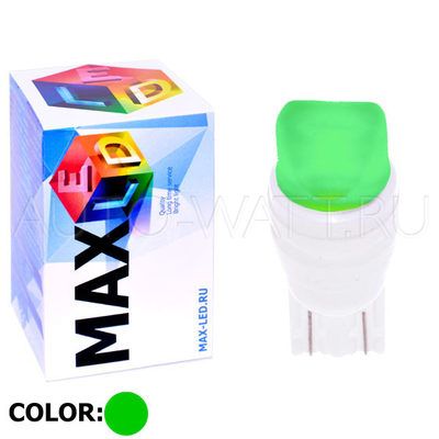 Светодиодная лампа W5W T10 – Max-Ceramic A 2Led 3Вт Зелёная