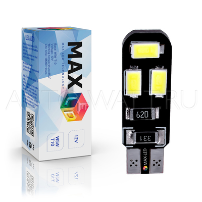Светодиодная лампа W5W T10 – Max-Road B 6Led 3Вт Белая
