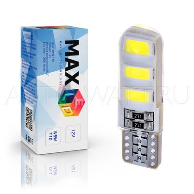 Светодиодная лампа W5W T10 – Max-Road Silica 6Led 2Вт Белая
