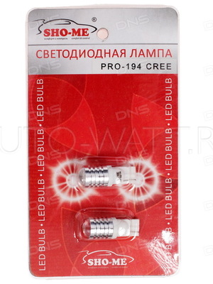 Светодиодная лампа W5W T10 - SHO-ME T10 - PRO-194 CREE - 5W Белая